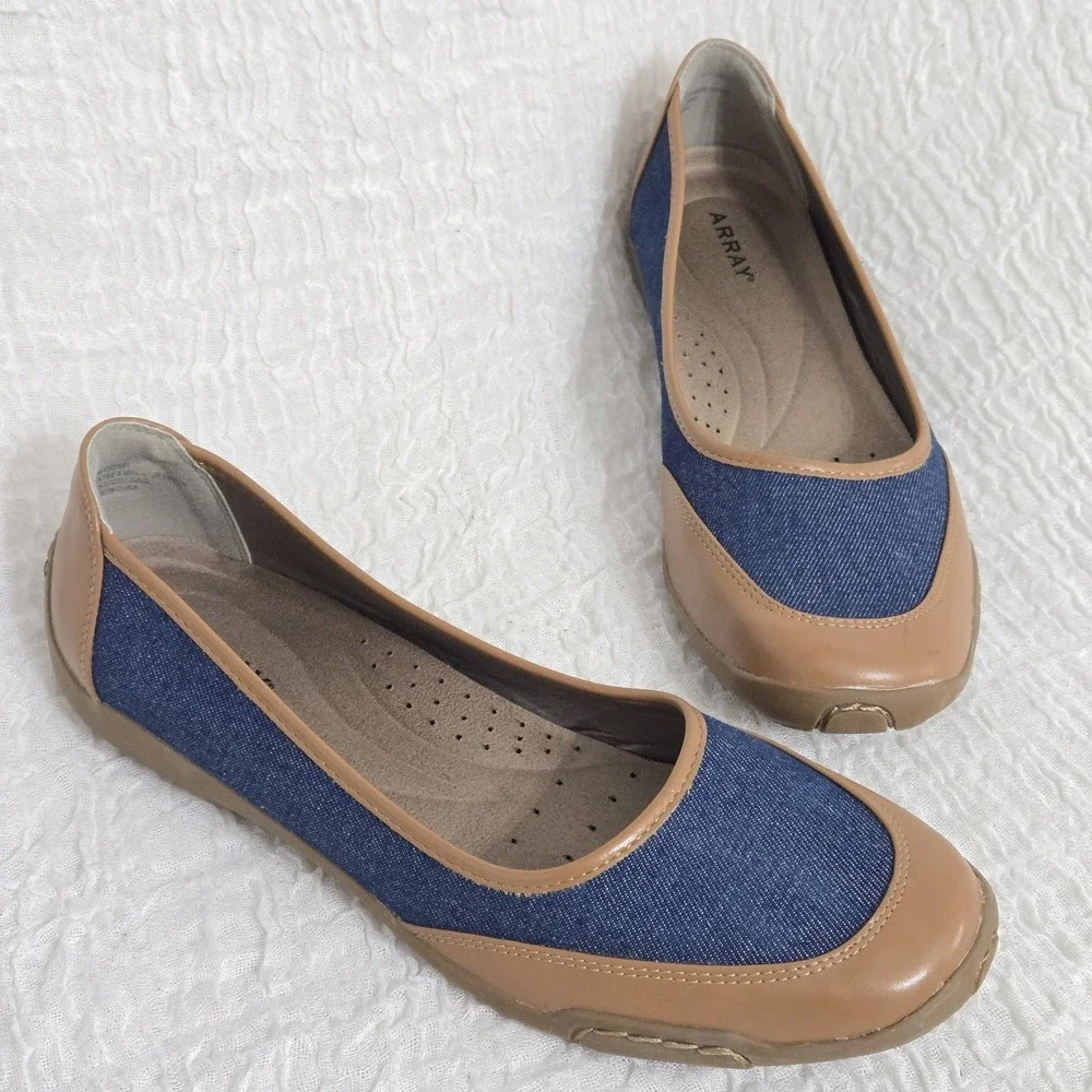 Array Cascade Flats Driving Shoes Womens Sz 11M‎ Denim Brown Padded Insole Comfy
